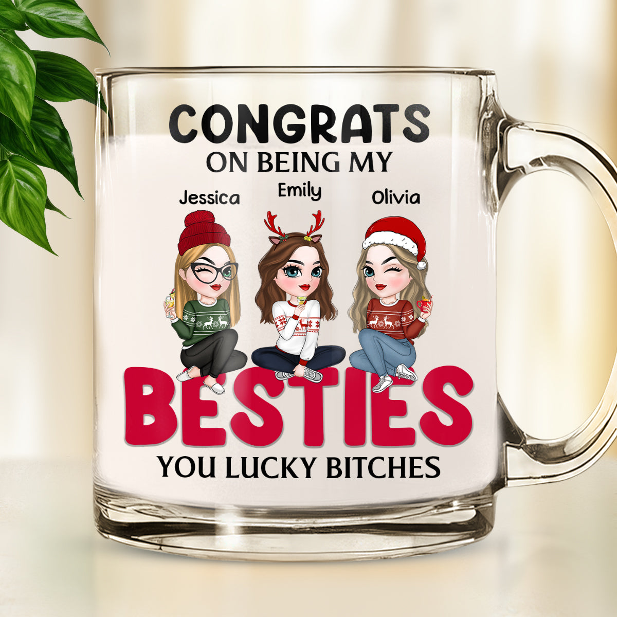 Congrats On Being My Bestie Merry Christmas - Personalized Custom Glass Mug