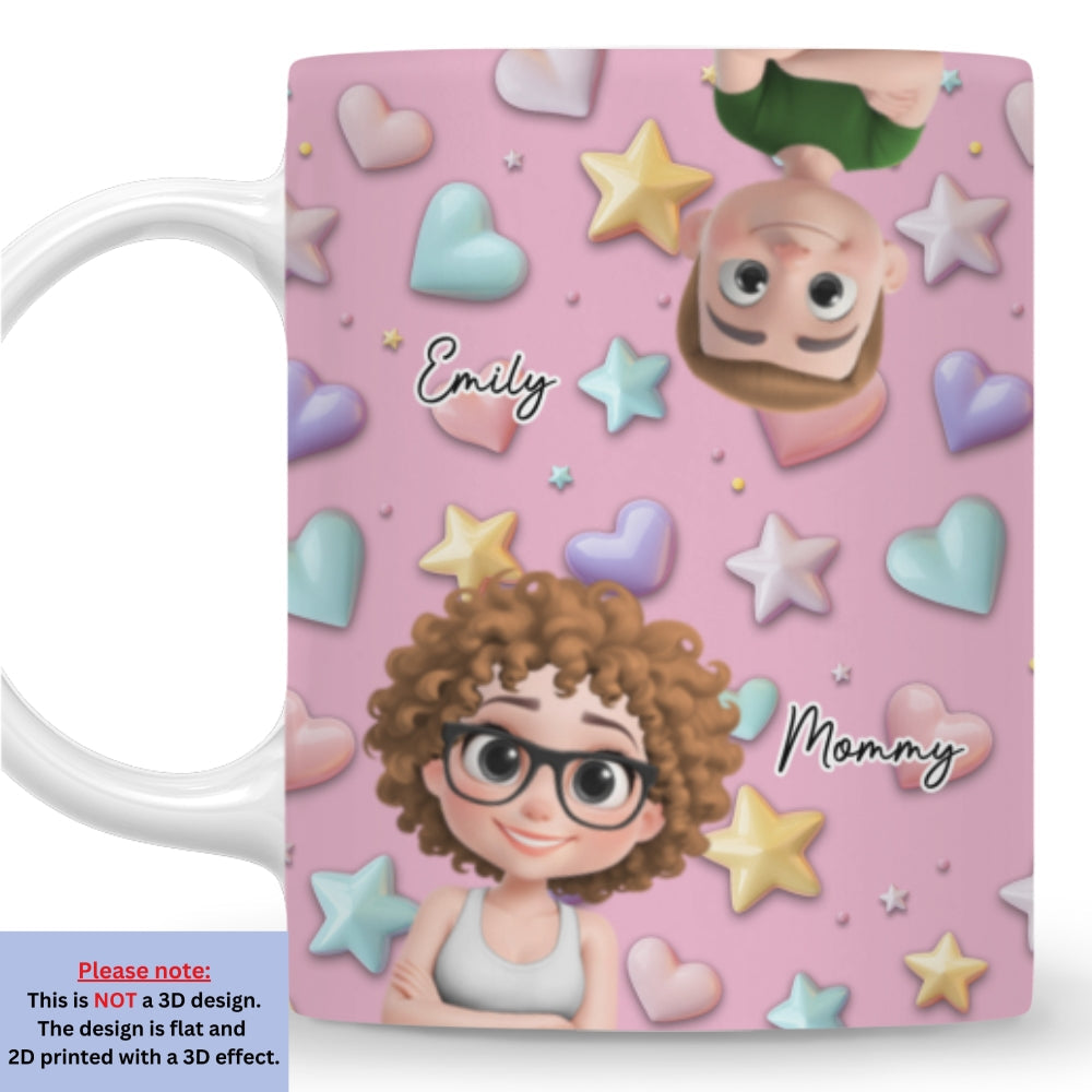 Cute Mommy And Children - Personalized Custom 3D Effect Mug