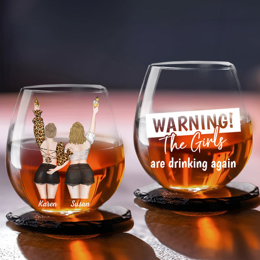 Warning The Girl - Personalized Custom Wine Glass