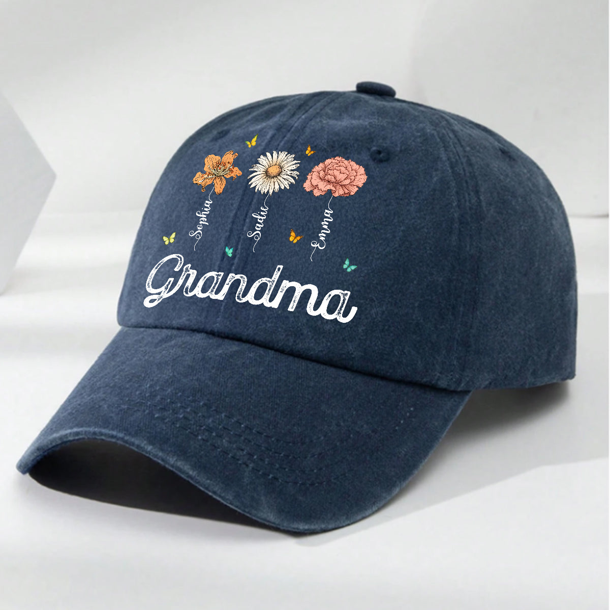 Grandma Garden - Personalized Custom Vintage Washed Denim Cap