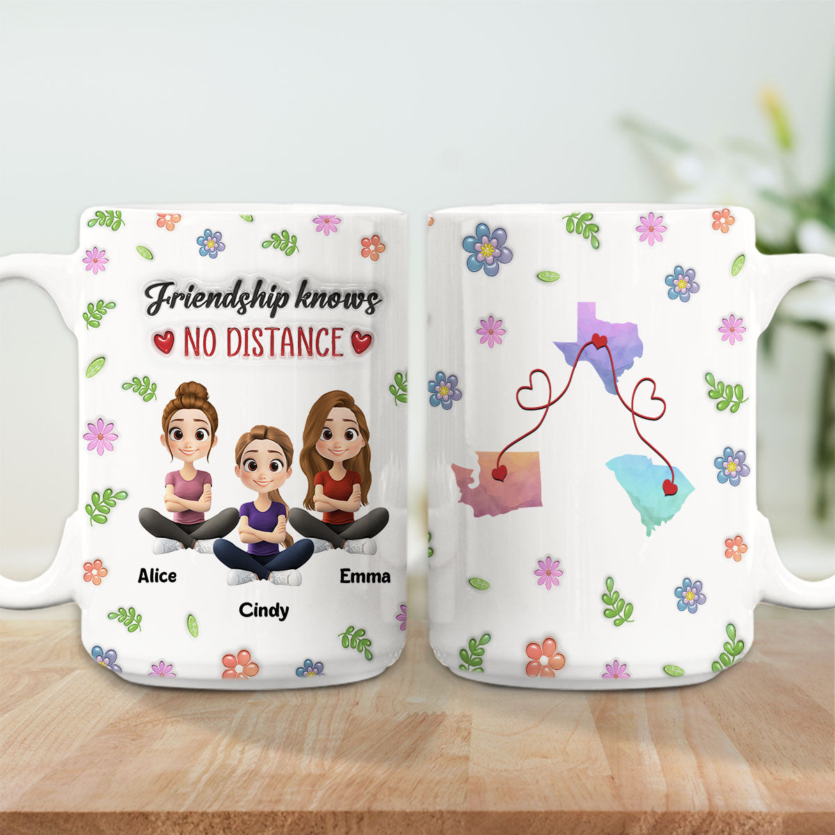 No Distance With Our Friendship - Personalized Custom 3D Inflated Effect Mug