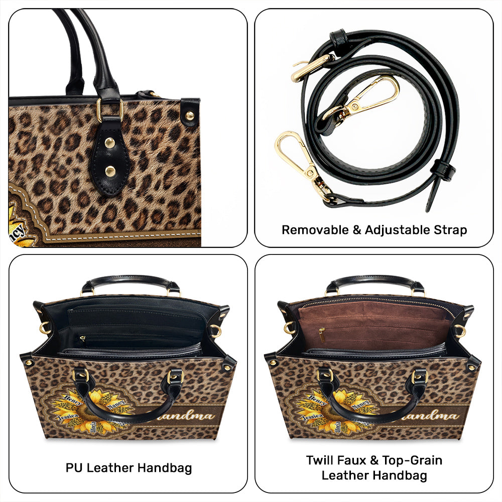 Grandma Sunflower - Personalized Custom Leather Bag