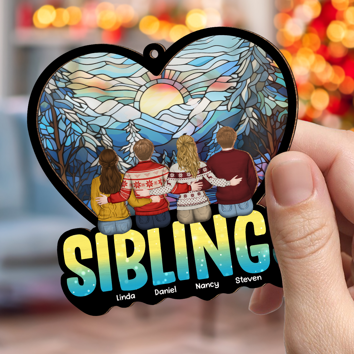 Siblings Together - Personalized Custom Suncatcher Ornament