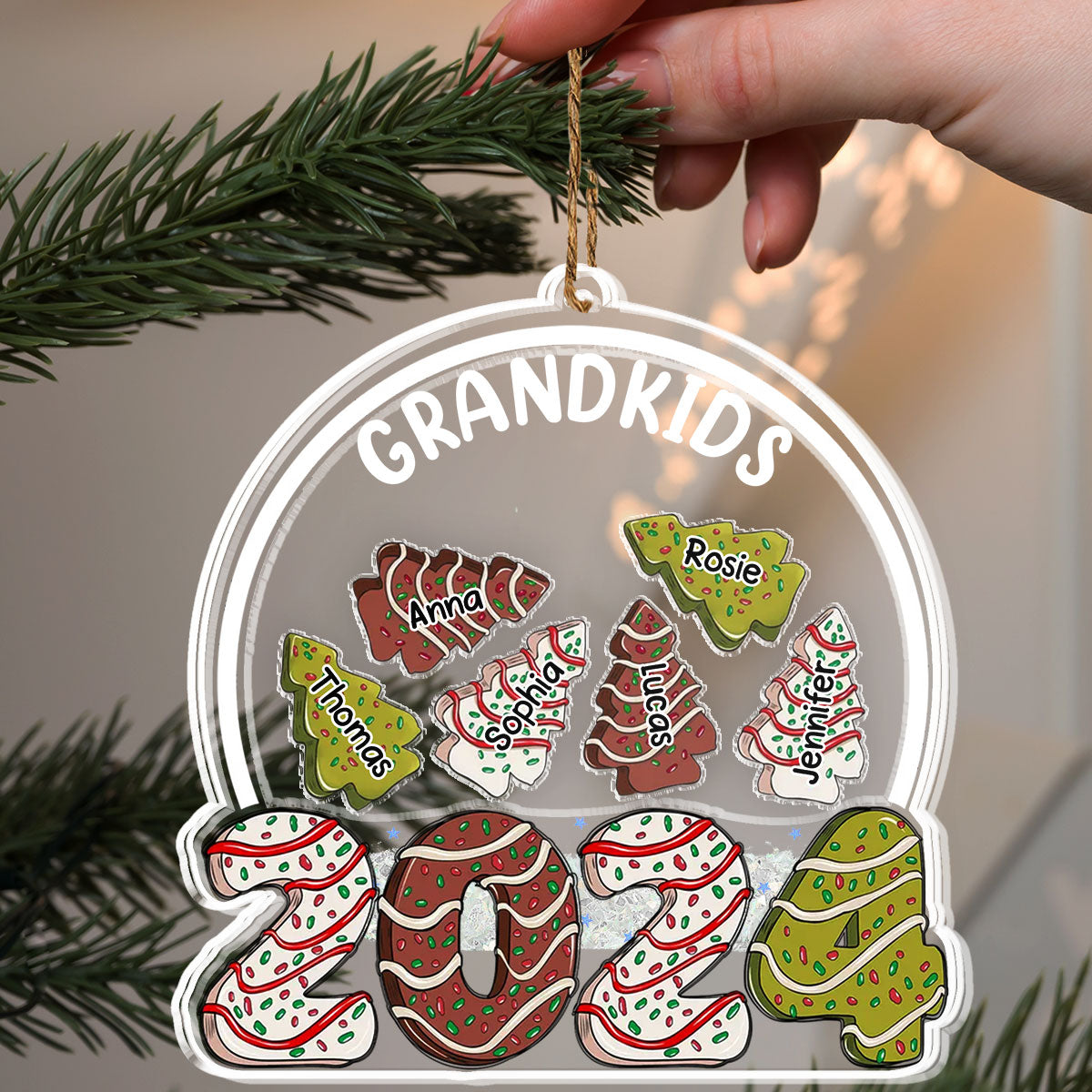 Tree Cake Family - Personalized Custom Acrylic Shaker Ornament