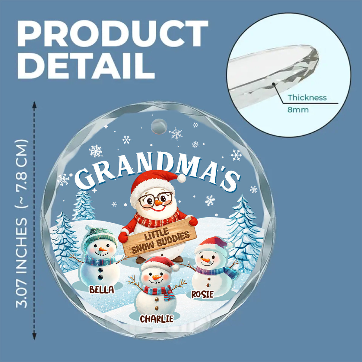 Grandma Little Snow Buddies - Personalized Custom Glass Ornament