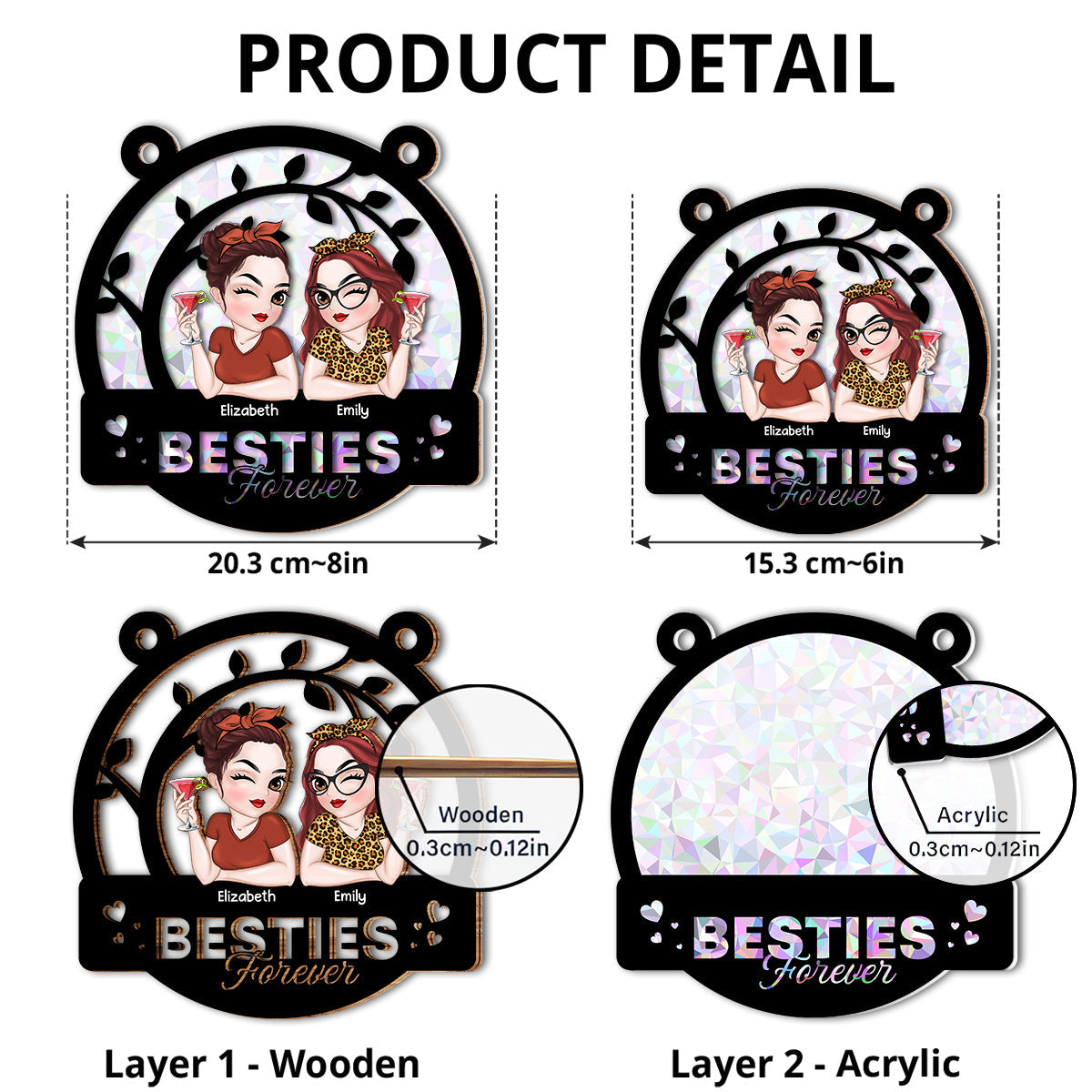 Sisters Forever - Personalized Custom Suncatcher