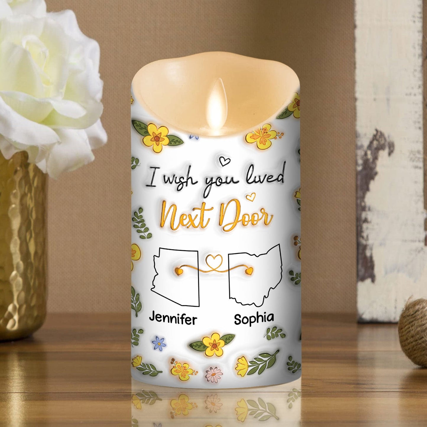 I Wish We Lived Closer - Personalized Custom 3D Inflated Effect LED Candle