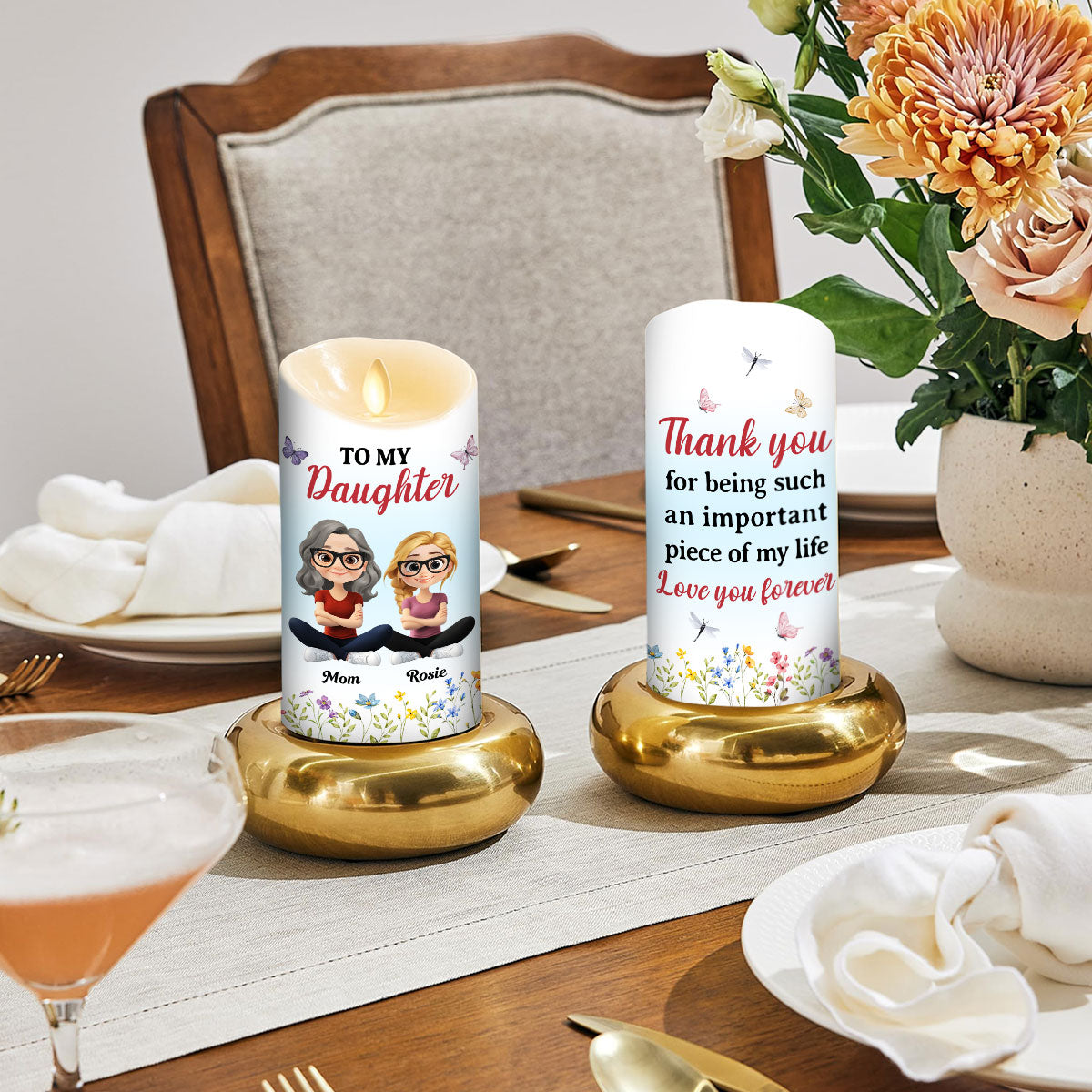 Daughter Is My Important Piece - Personalized Custom LED Candle