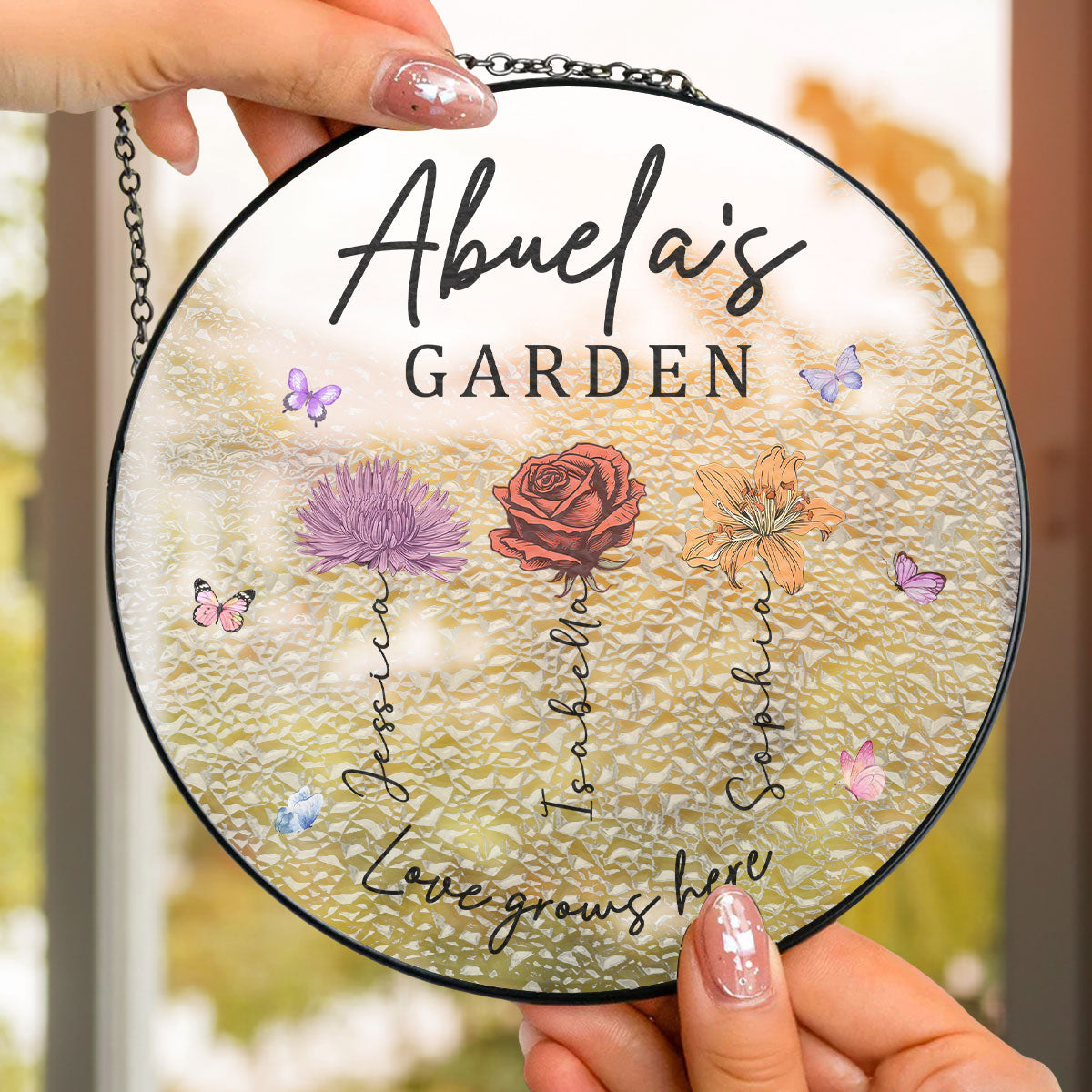 Grandma You Make Life Bloom - Personalized Custom Window Hanging Suncatcher