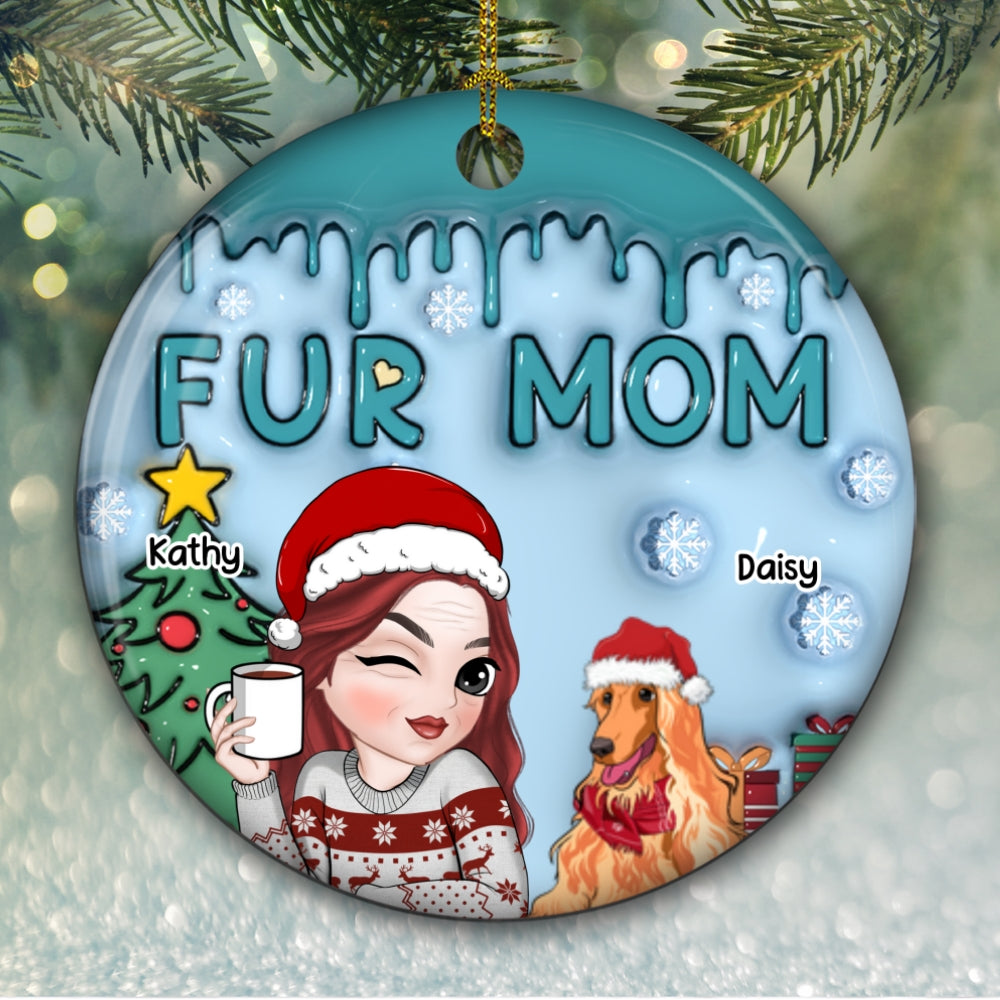 Lovely Fur Mom - Personalized Custom 3D Inflated Effect Ceramic Ornament