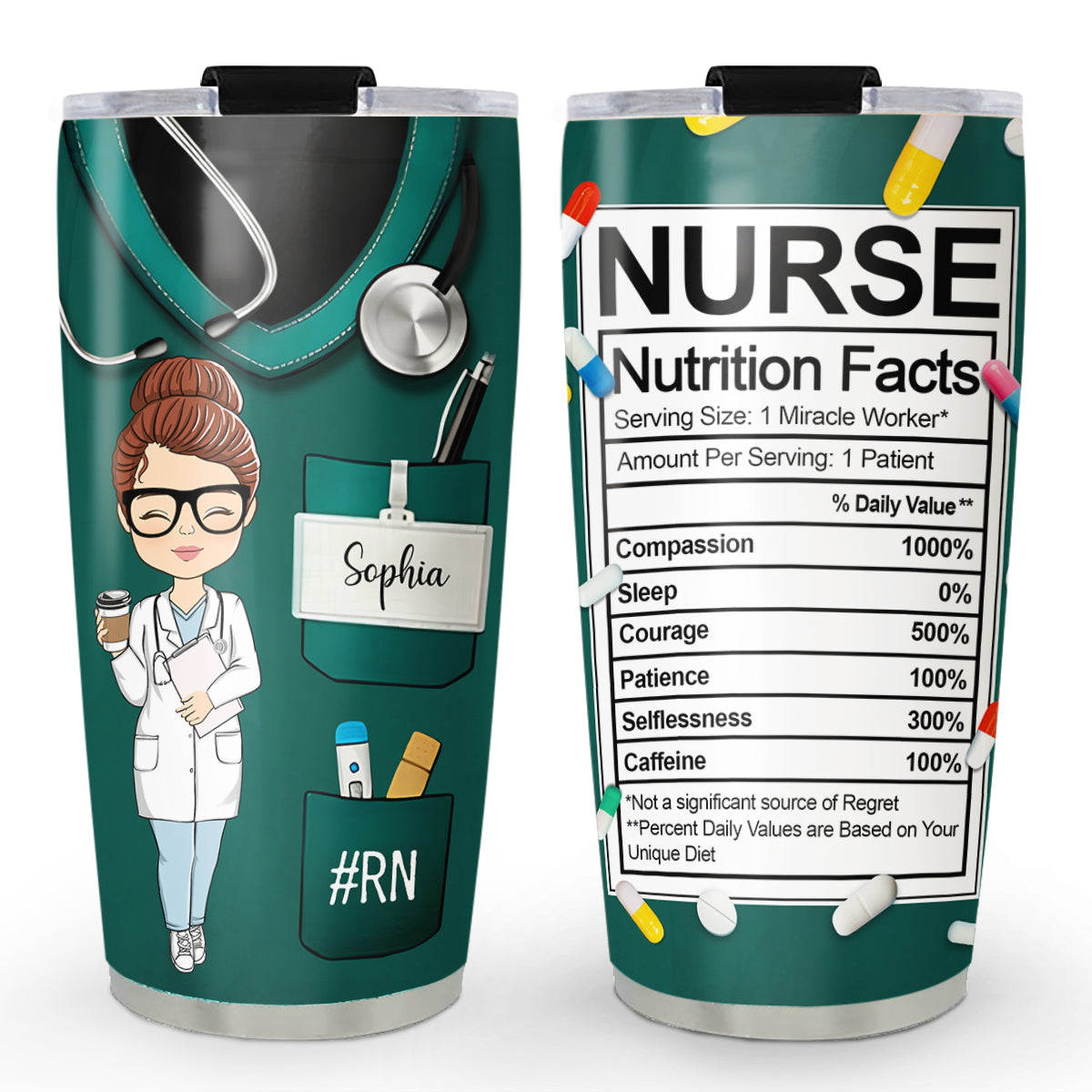 Nurse Nutrition Facts  - Personalized Custom Tumbler