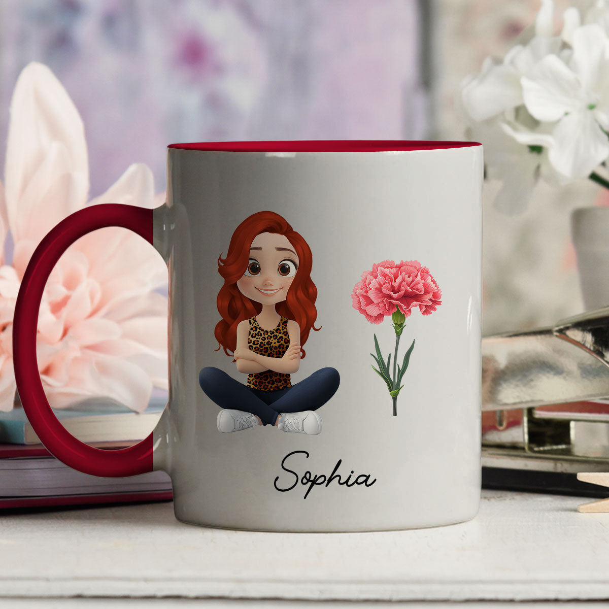 Cartoon Girl - Personalized Custom Accent Mug