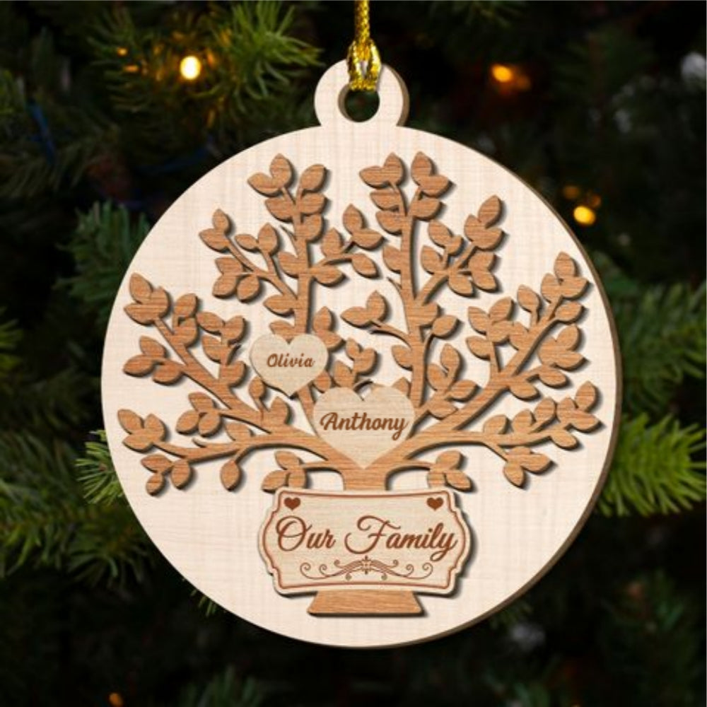 Our Family - Personalized Custom Freeshape 2-Layered Wood Ornament