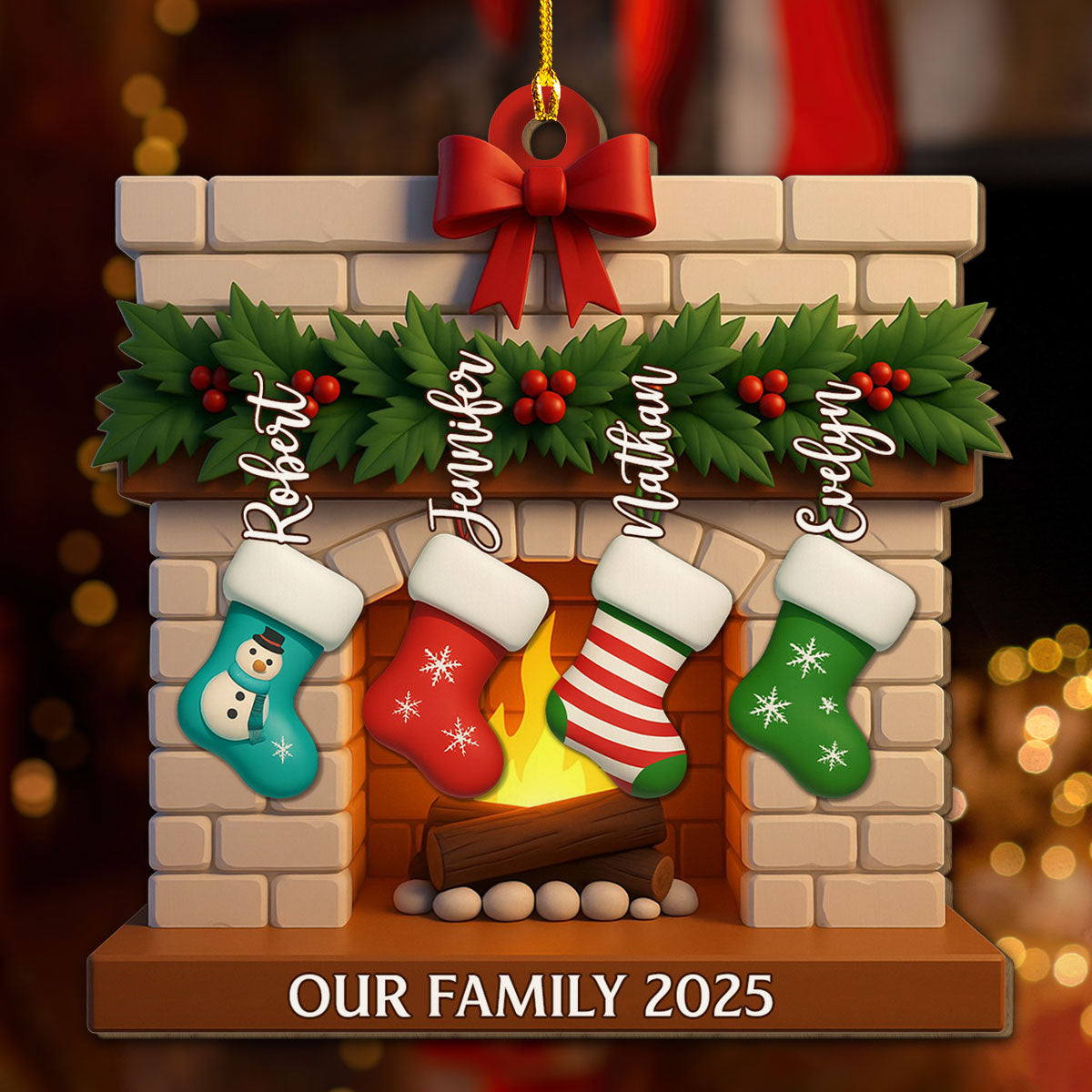 Family Stockings 2025 - Personalized Custom Wood Ornament