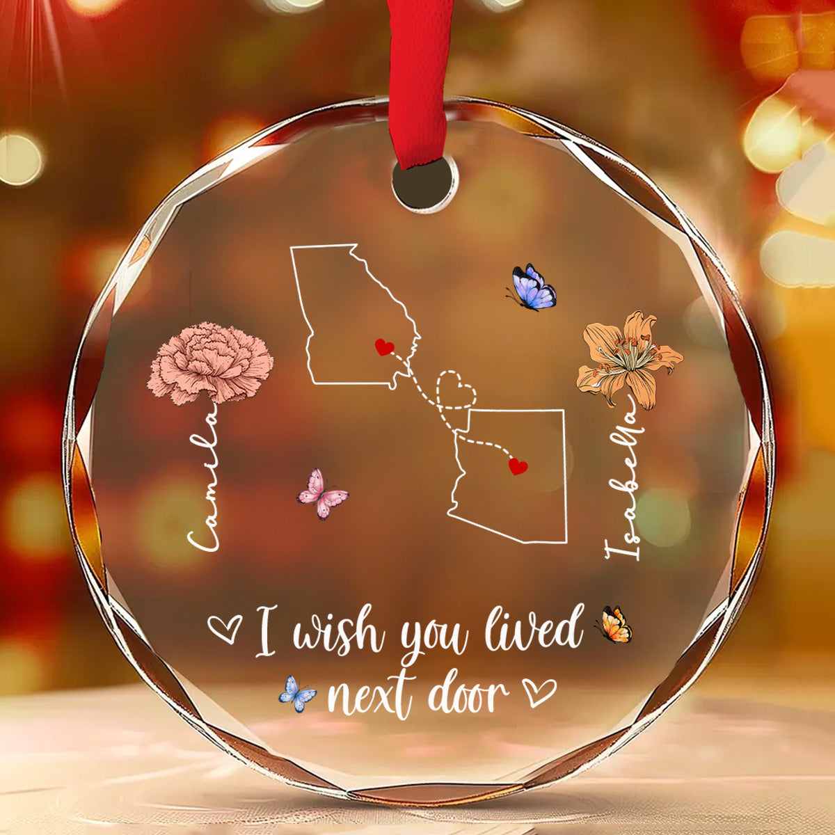 Always Close At Heart - Personalized Custom Glass Ornament