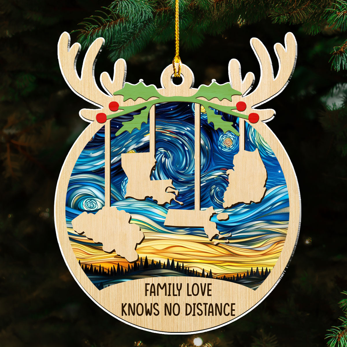Love Between Family Knows No Distance - Personalized Custom Acrylic Ornament