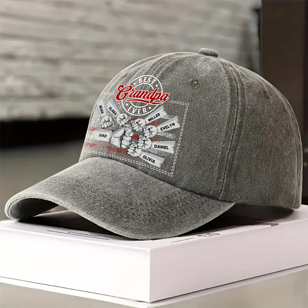 The Strength Of A Dad Is Born From Love - Personalized Custom Vintage Washed Denim Cap