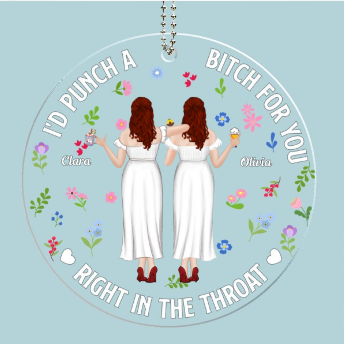 Punch Bitch Besties - Personalized Custom Car Ornament