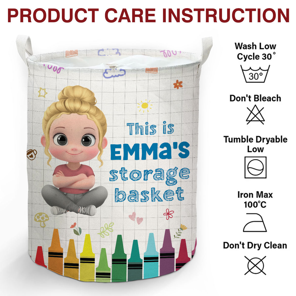 Kids Storage Basket - Personalized Custom Laundry Basket