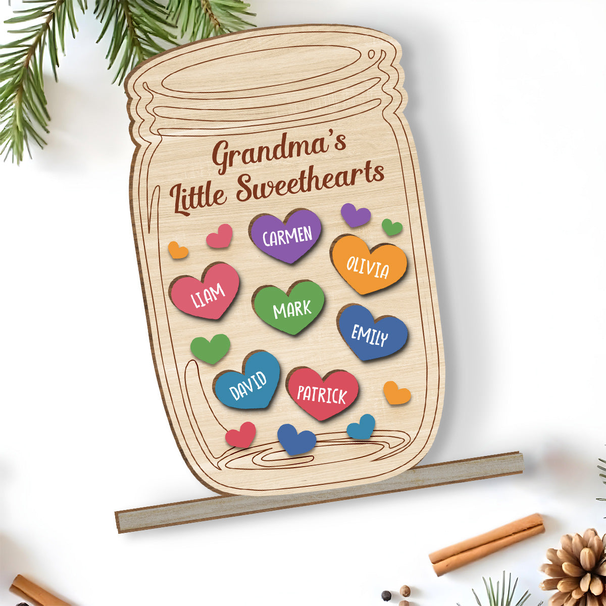 Grandma Little Sweethearts - Personalized Custom 2-Layer Wood Plaque With Flat Base
