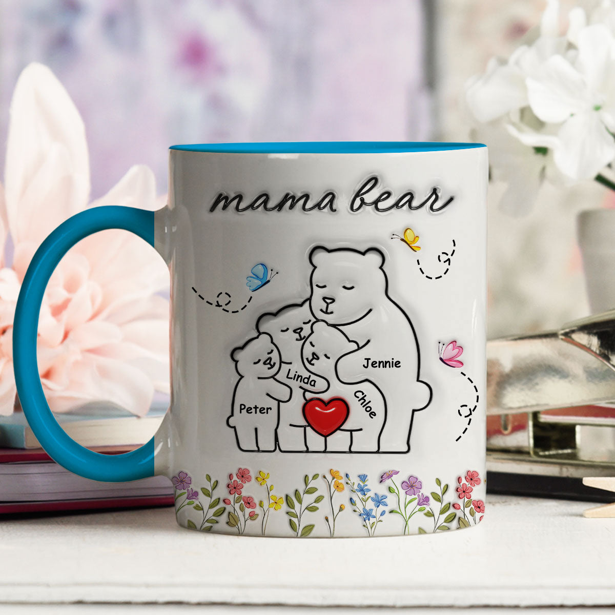 Mama Bear New Style - Personalized Custom 3D Inflated Effect Accent Mug