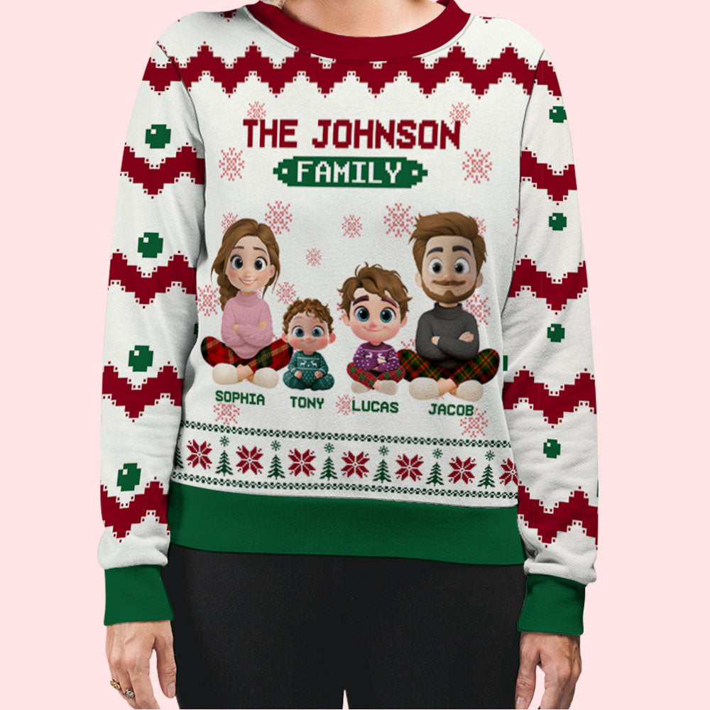 Christmas Tree Cake Family Together - Personalized Custom All-Over-Print Sweatshirt