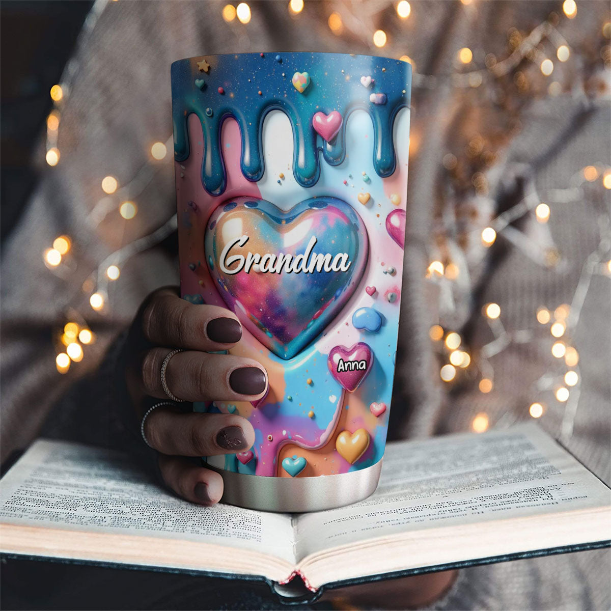 The Love For Grandkids Fills Your Heart Endlessly - Personalized Custom 3D Inflated Effect Tumbler