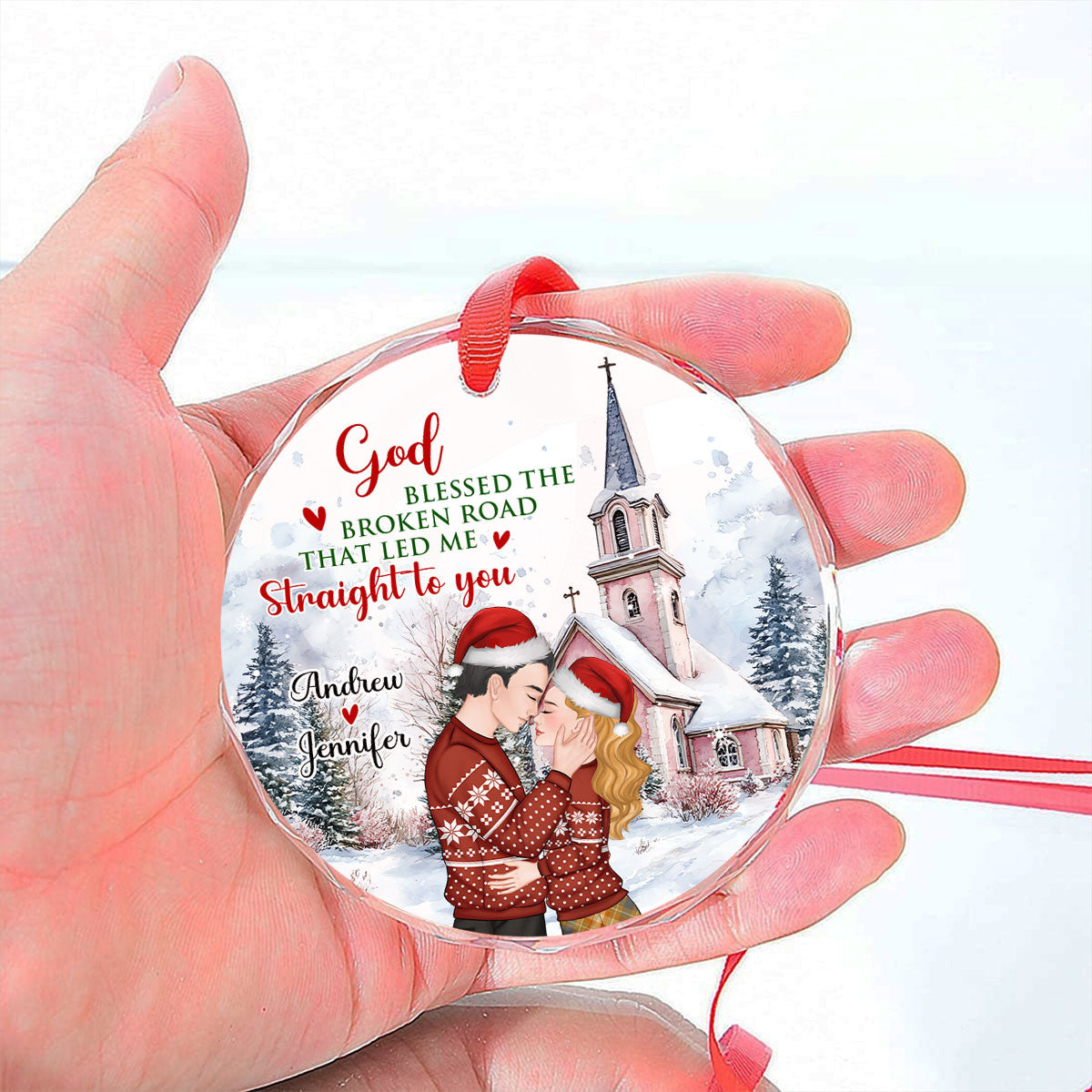 The Broken Road That Led Me Straight To You Version 2 - Personalized Custom Glass Ornament