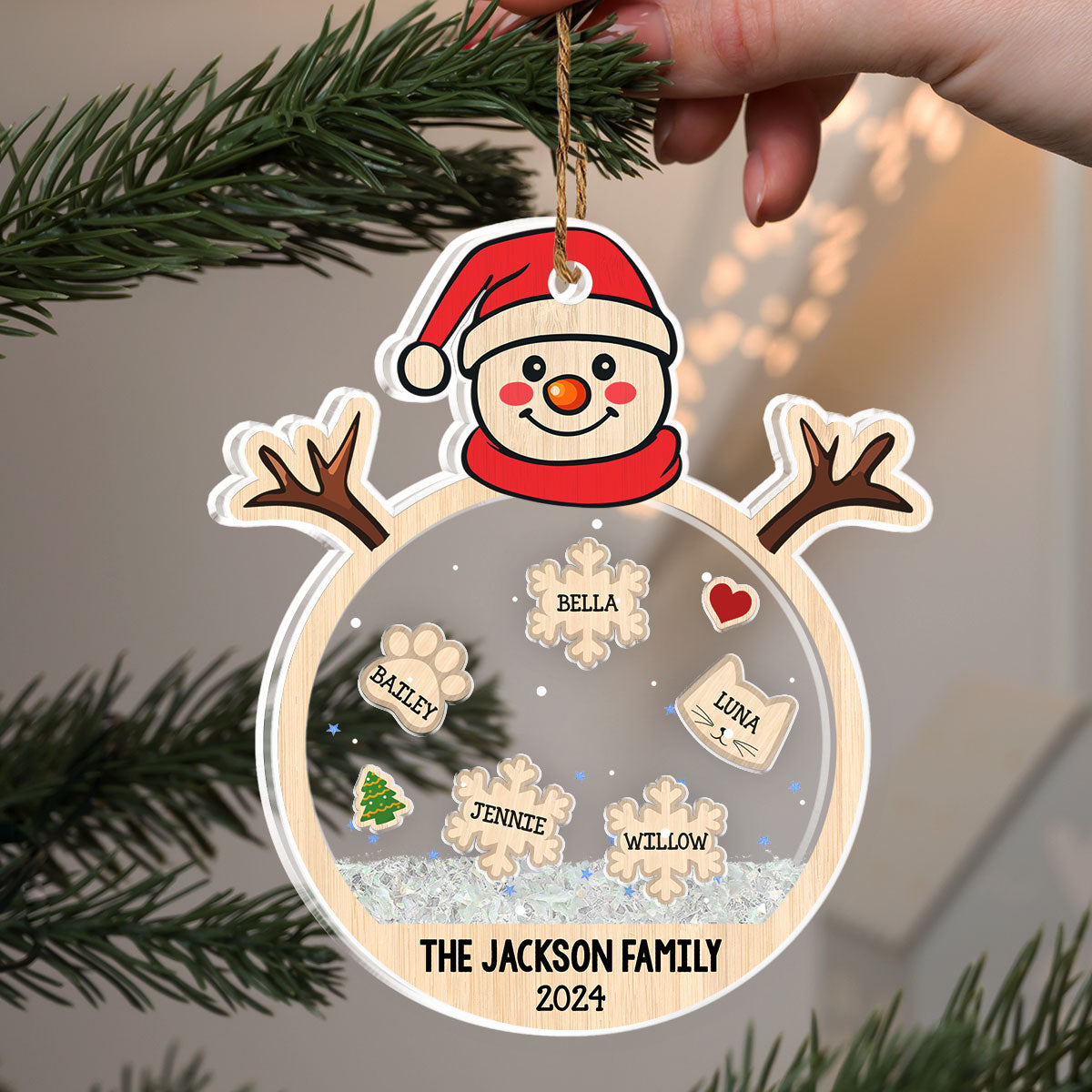 Family Snowball - Personalized Custom Acrylic Shaker Ornament