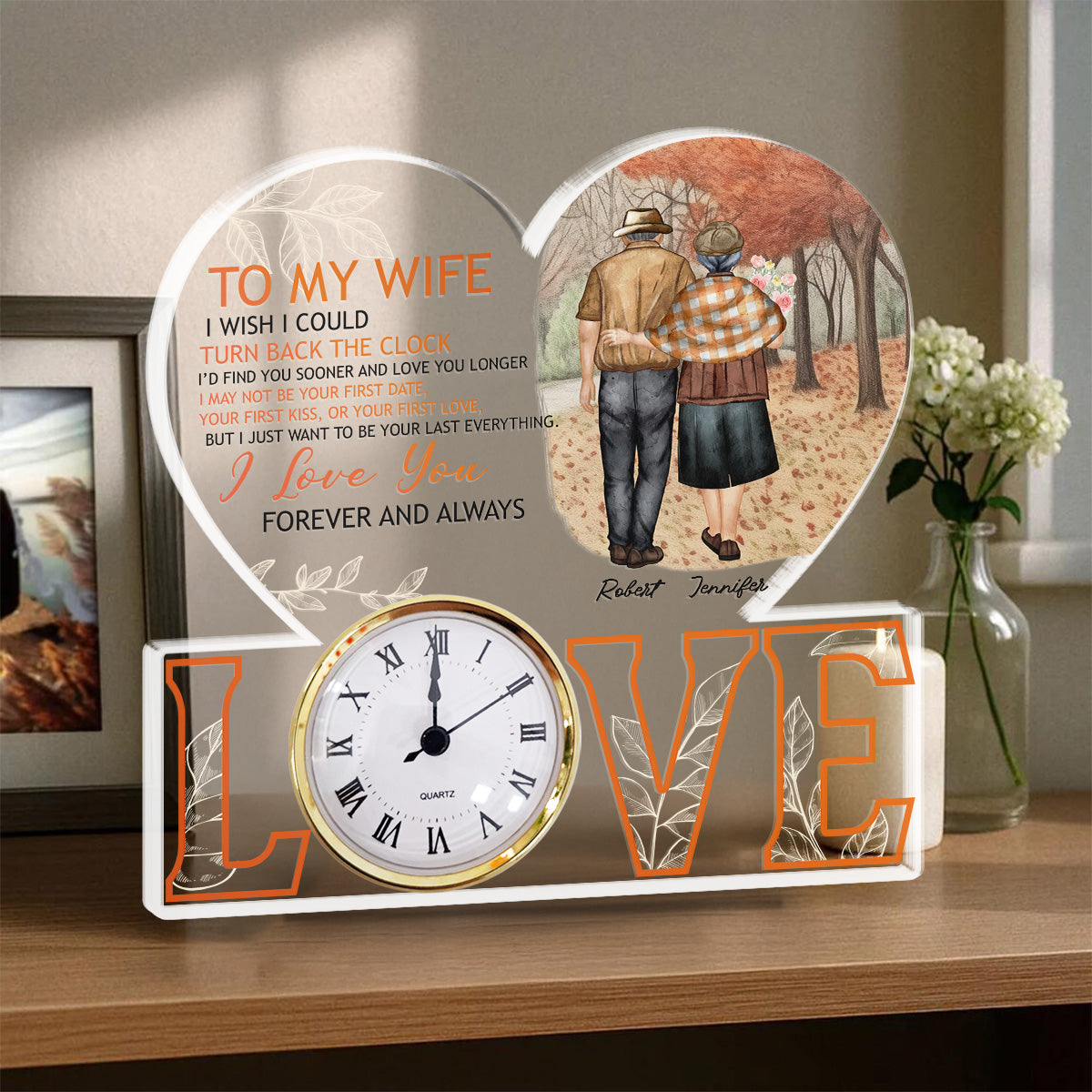 I Love You Forever & Always - Personalized Custom Acrylic Desk Clock Plaque