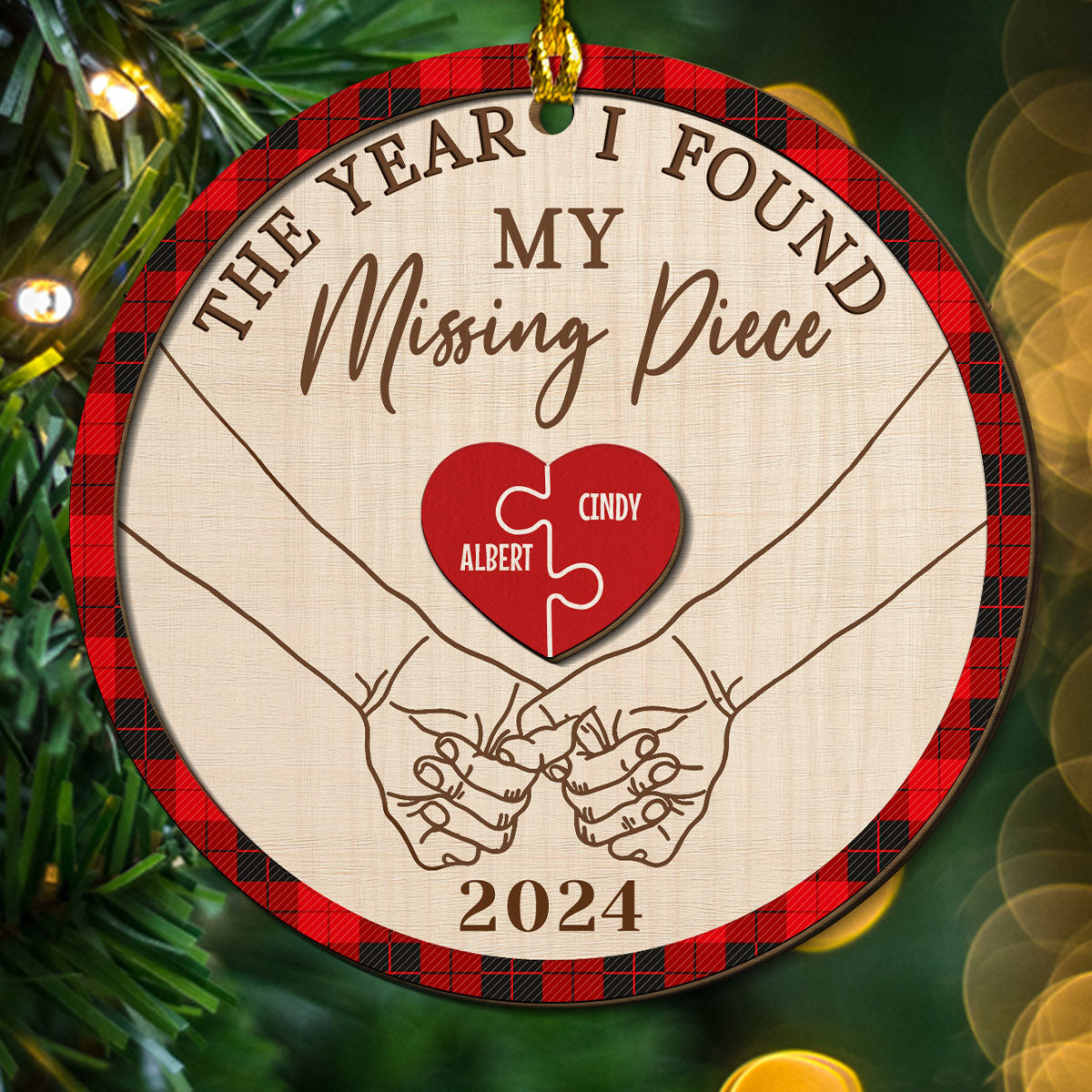 The Year I Found My Missing Piece - Personalized Custom Freeshape 2-Layered Wood Ornament