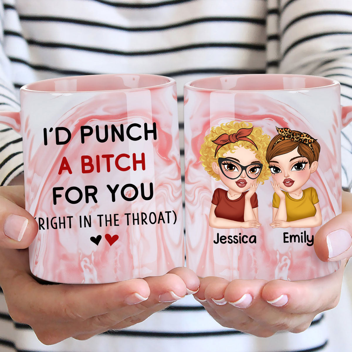 Good Friends - Personalized Custom Pink Marble Mug