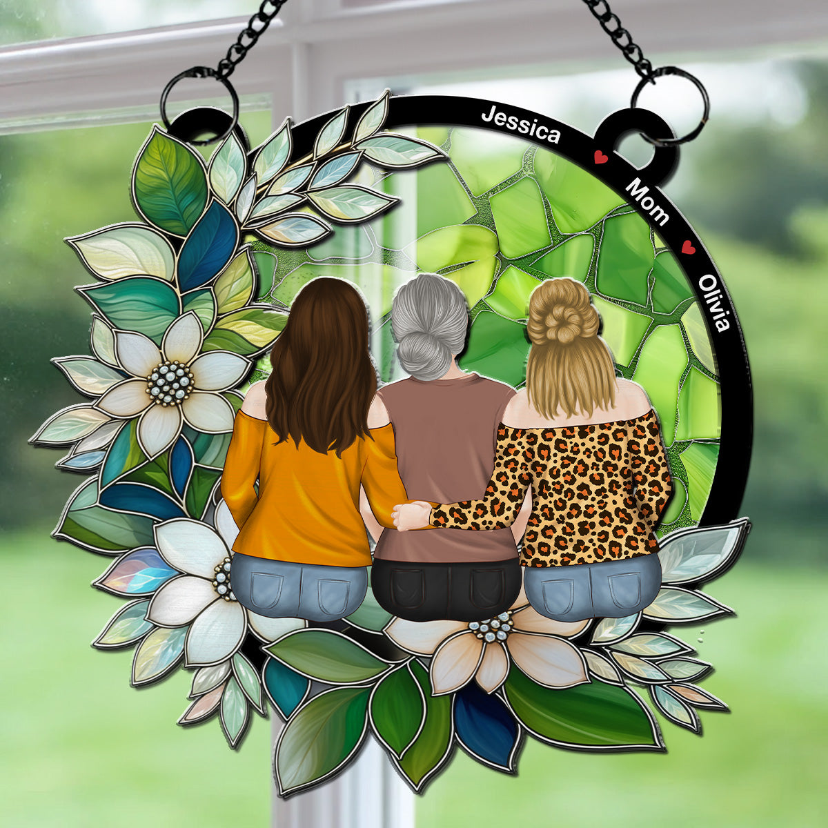 Mother And Daughter Always Connected - Personalized Custom Suncatcher