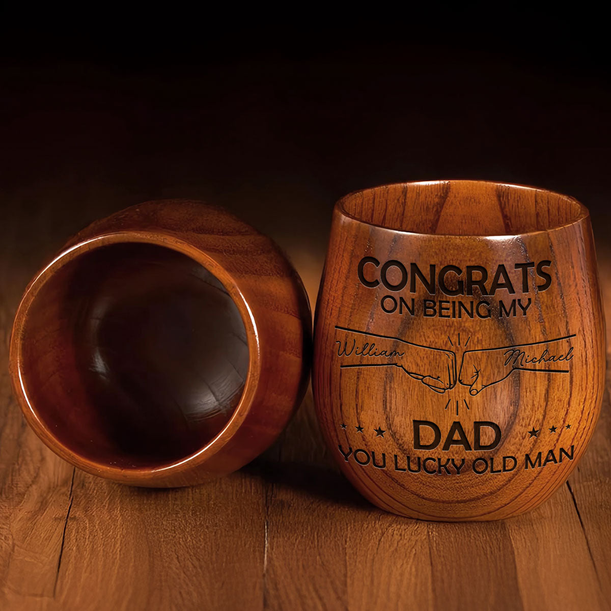 Being My Dad - Personalized Custom Engraved Wooden Whiskey Glass