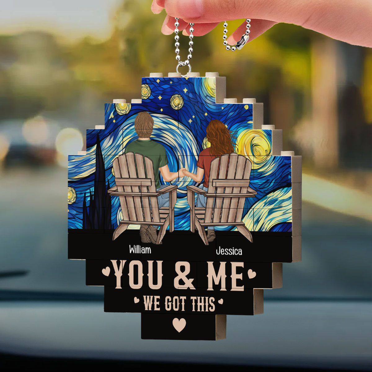 Me And You - Personalized Custom Puzzle Car Ornament