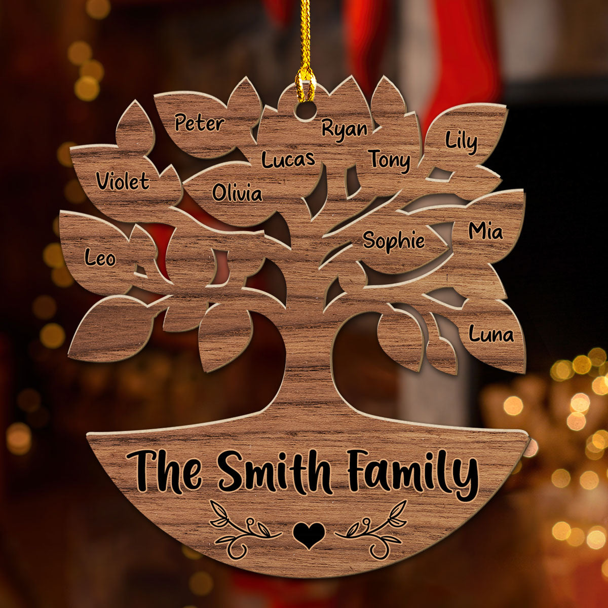 Warm Family Tree - Personalized Custom Wood Ornament