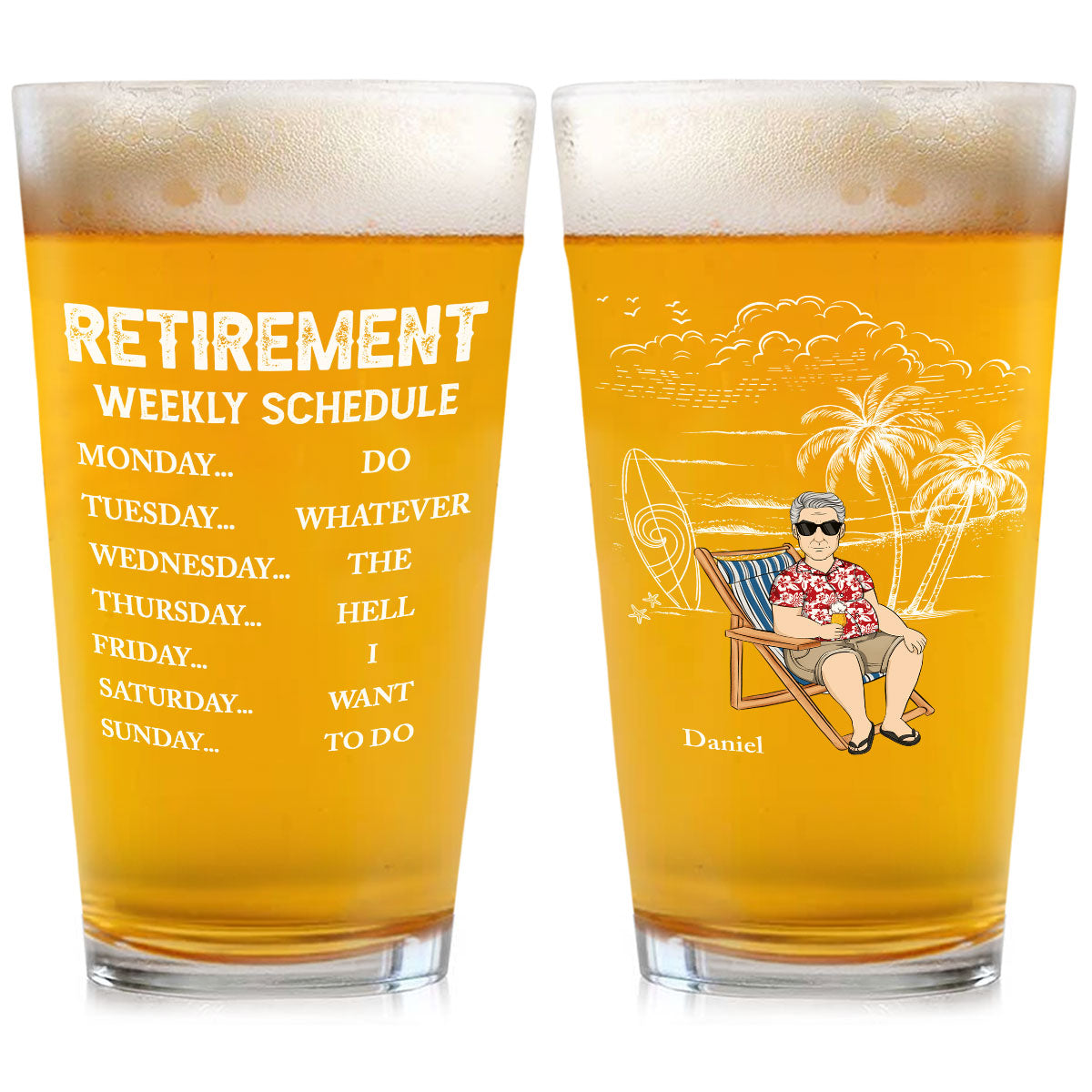 Retirement Schedule - Personalized Custom Beer Glass