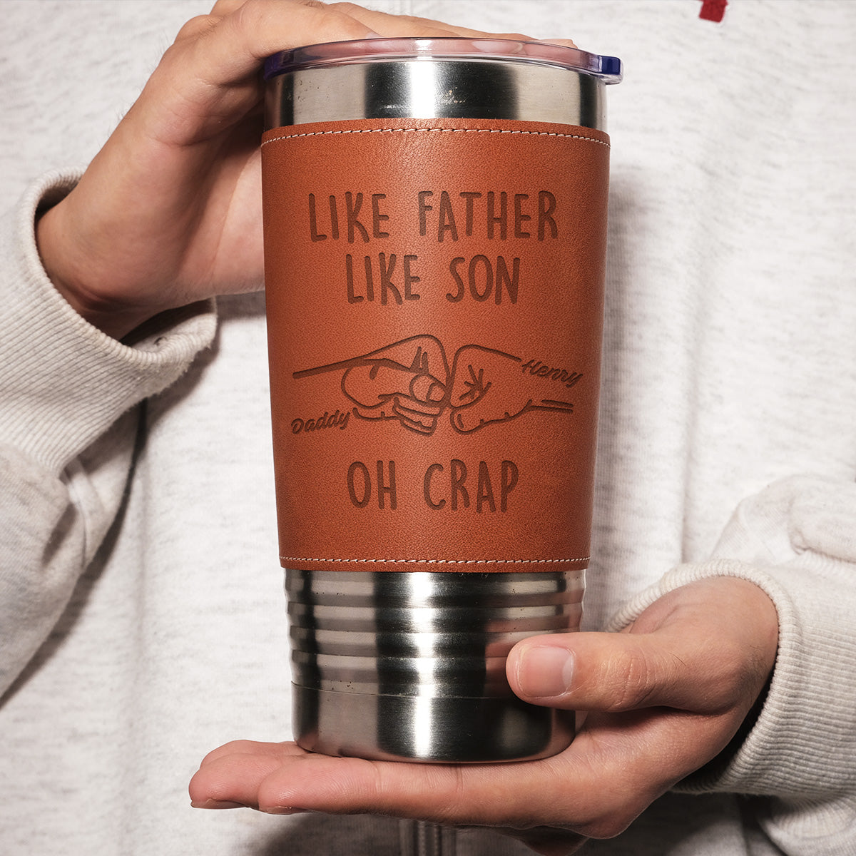 Like Father Like Son - Personalized Custom Engraved Leather Tumbler