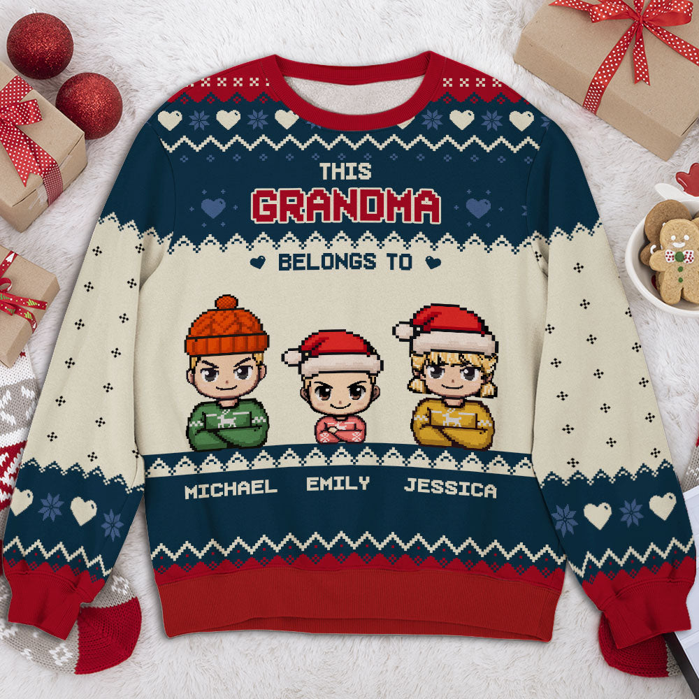 This Grandma Mom Belongs To Pixel - Personalized Custom All-Over-Print Sweatshirt