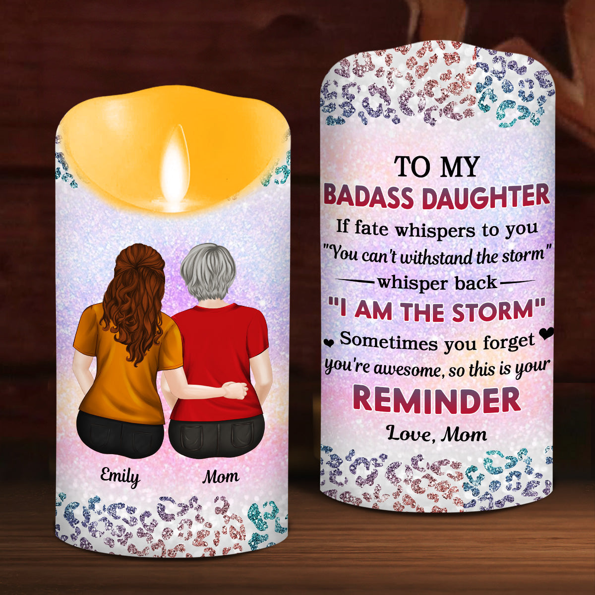 From Mom To Badass Daughter - Personalized Custom LED Candle