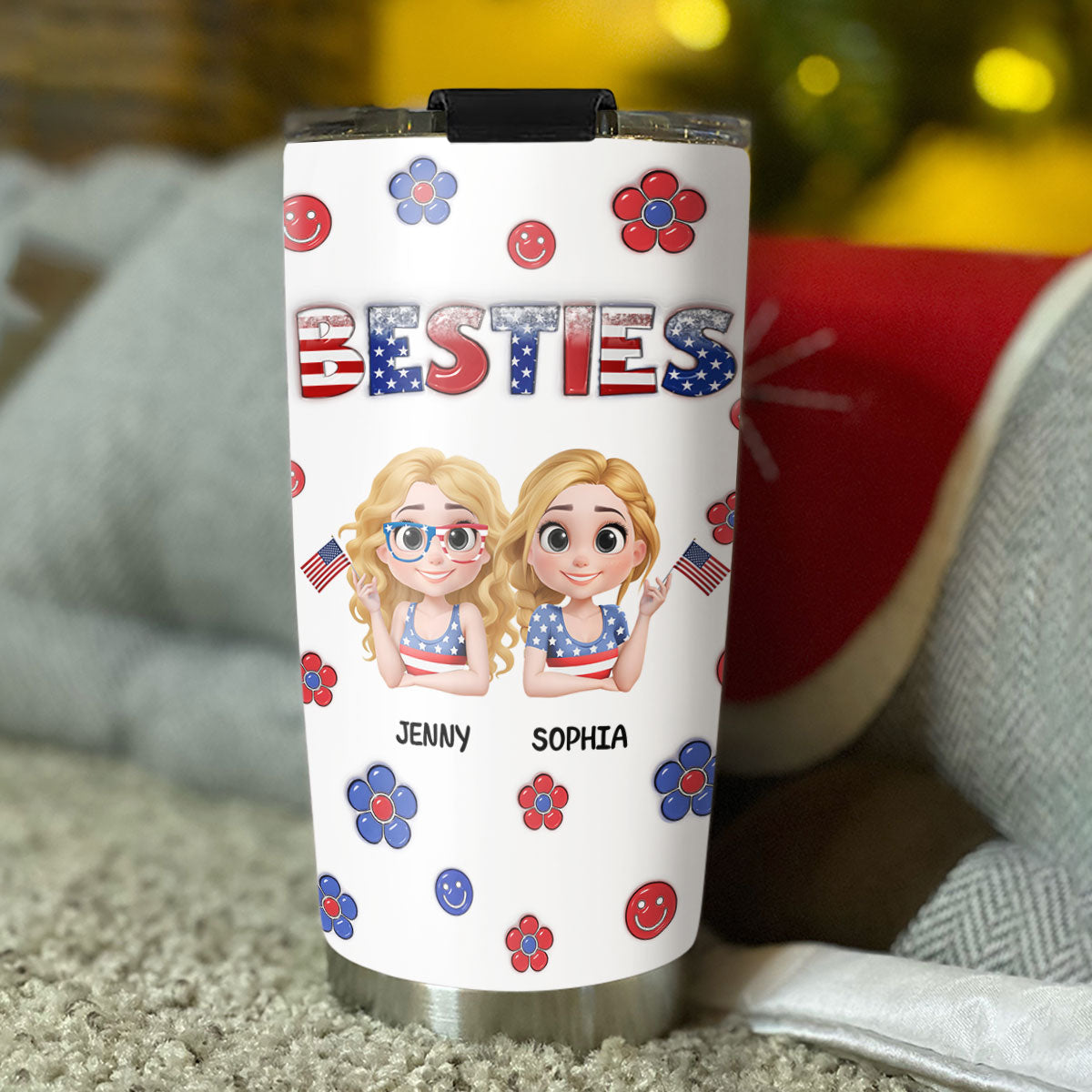 American Besties  - Personalized Custom 3D Inflated Effect Tumbler