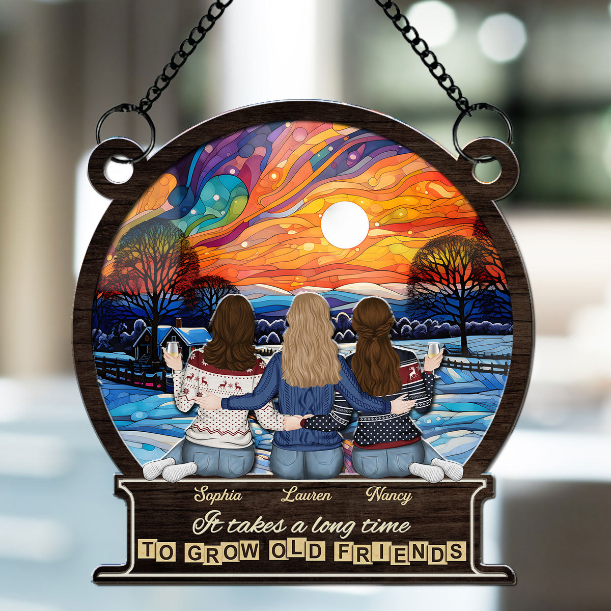 It Takes A Long Time To Grow An Old Friend Christmas - Personalized Custom Suncatcher