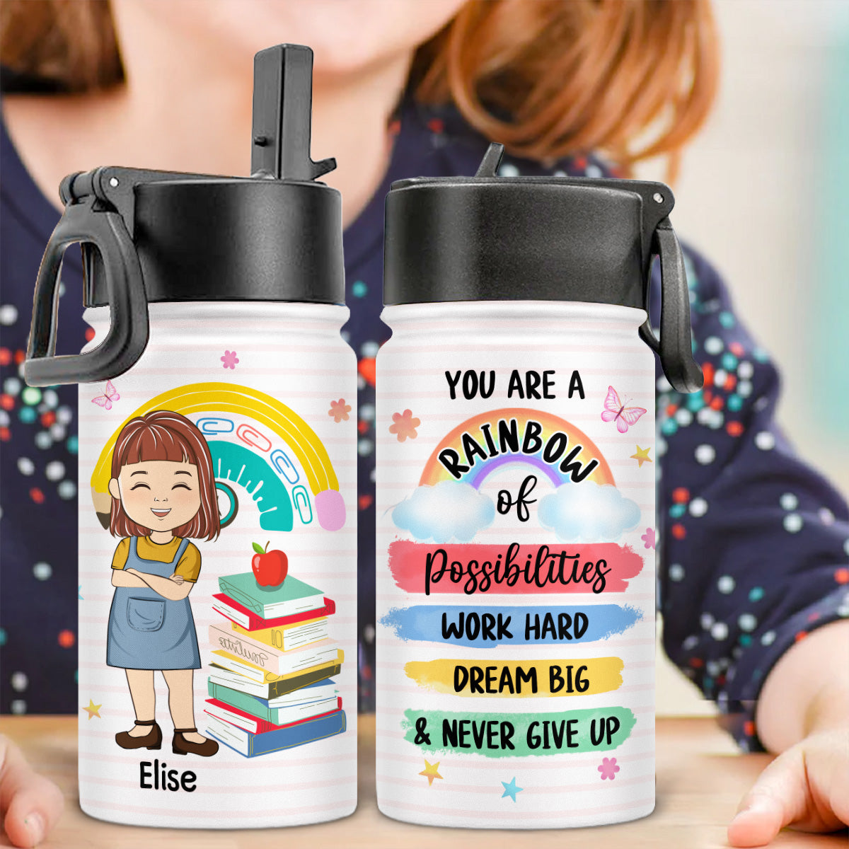 You Are A Rainbow - Personalized Custom Kids Water Bottle