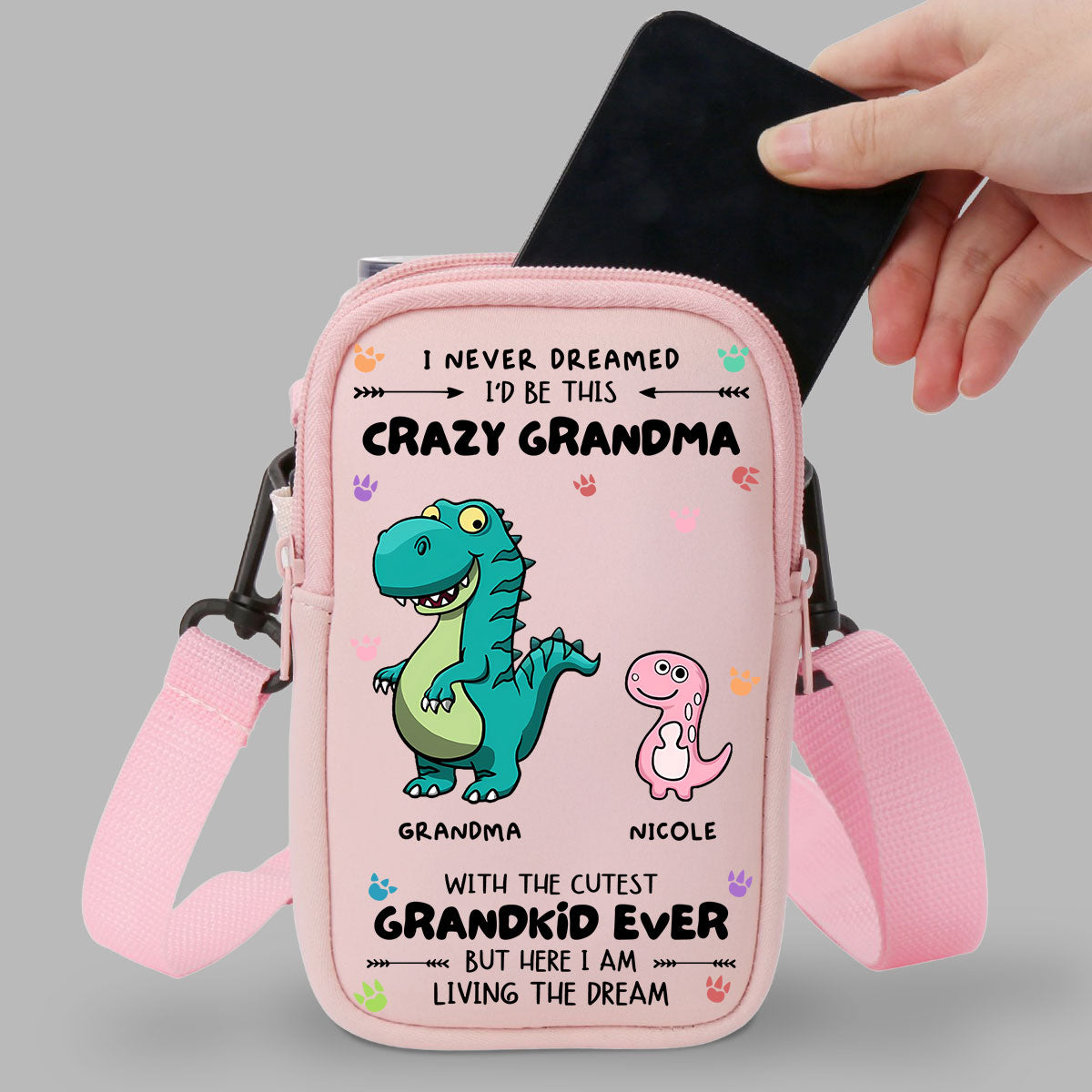 Crazy Grandma With Cutest Grandkids - Personalized Custom Water Bottle Carrier Bag
