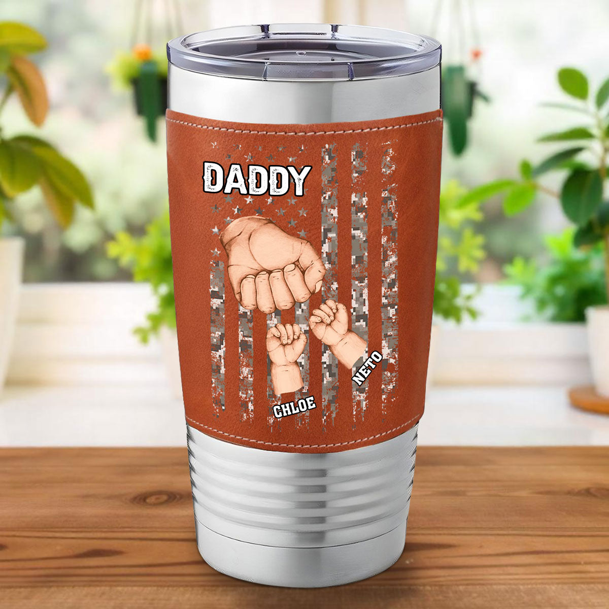 Best Dad Ever - Personalized Custom Leather Tumbler