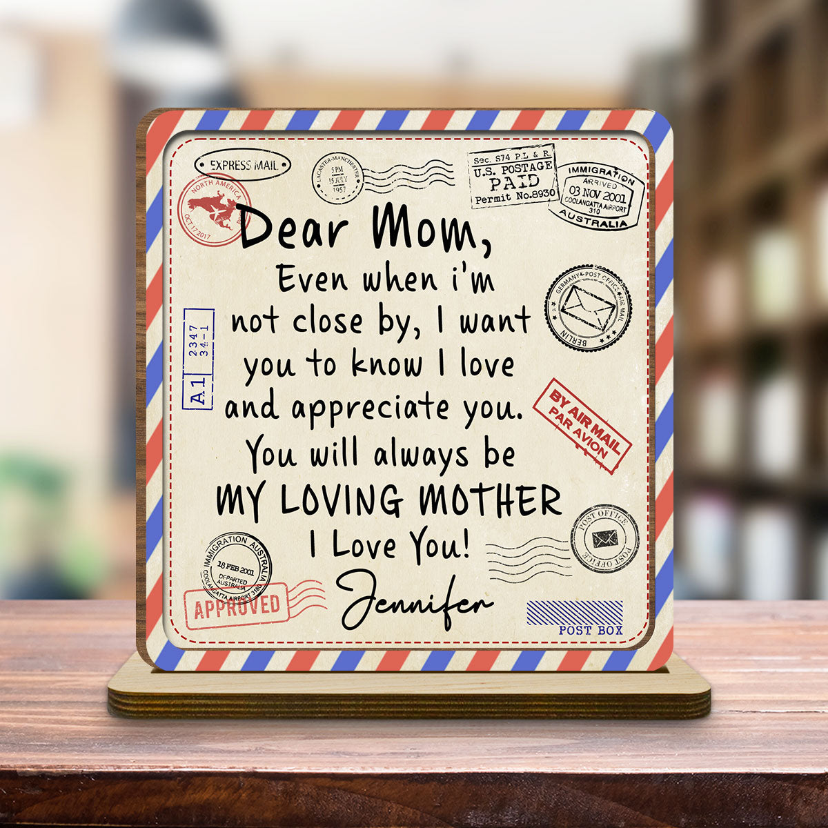 My Loving Mom - Personalized Custom 2-Layer Wood Plaque With Flat Base