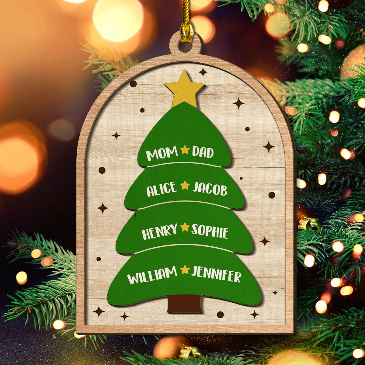 Christmas Tree - Personalized Custom Freeshape 2-Layered Wood Ornament