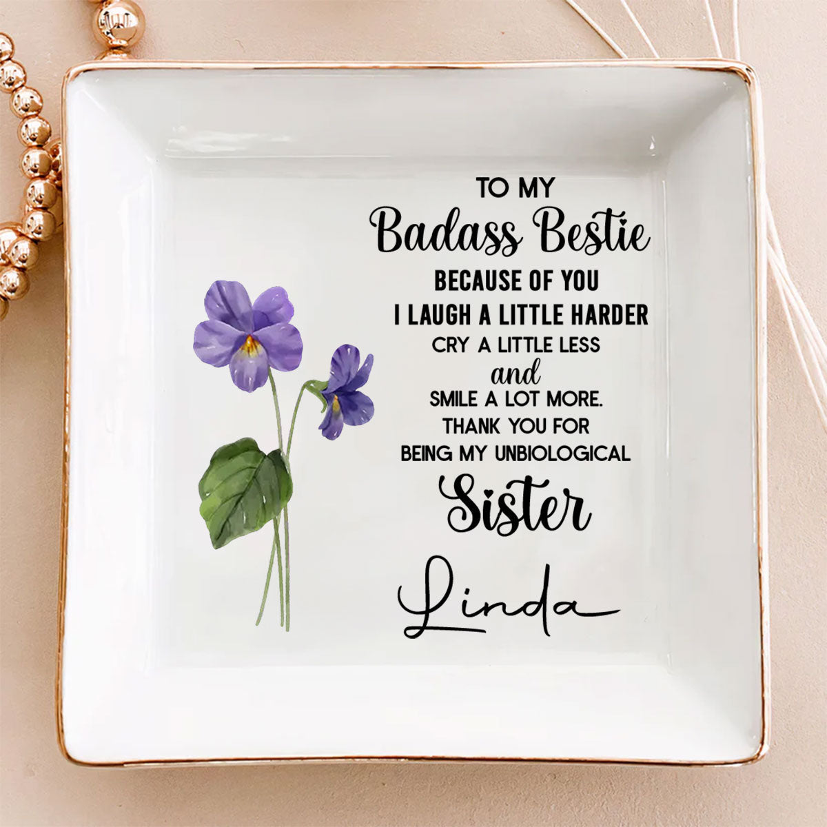 To My Badass Bestie - Personalized Custom Jewelry Dish