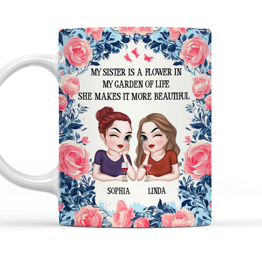Sisters Bloom Beautifully - Personalized Custom Coffee Mug