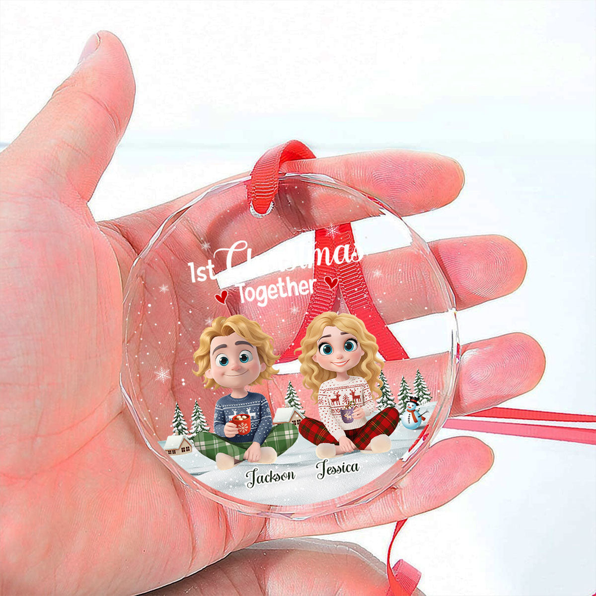 First Year Together - Personalized Custom Glass Ornament